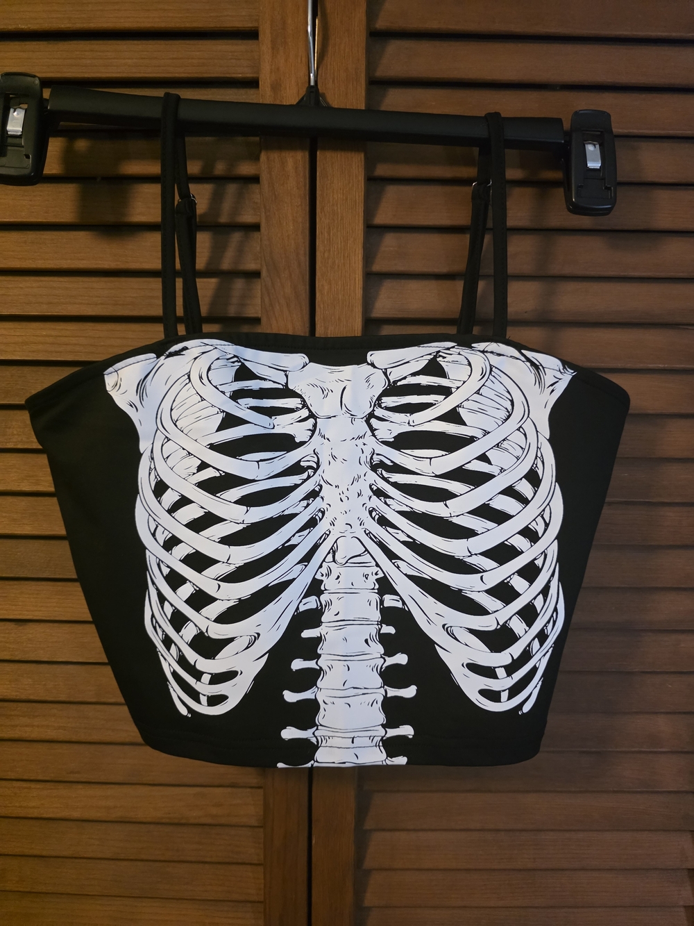 Skeleton Print Black Crop Top - Size 4 NWT